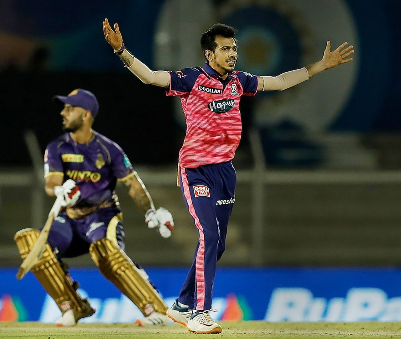 Yuzvendra Chahal appeals for a wicket, Kolkata Knight Riders vs Rajasthan Royals, IPL 2022, Brabourne Stadium, Mumbai, April 18, 2022
