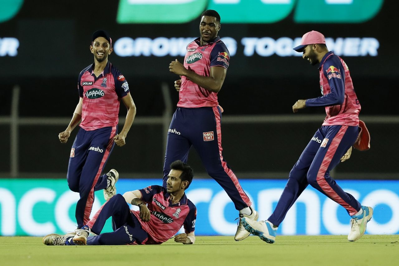 Yuzvendra Chahal strikes a pose after his hat-trick, Kolkata Knight Riders vs Rajasthan Royals, IPL 2022, Brabourne Stadium, April 18, 2022