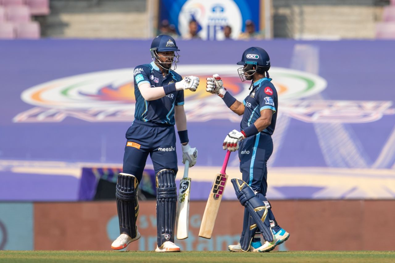 Hardik Pandya and Wriddhiman Saha added 75 runs for the second wicket, Gujarat Titans vs Kolkata Knight Riders, IPL 2022, DY Patil Stadium, Mumbai, April 23, 2022