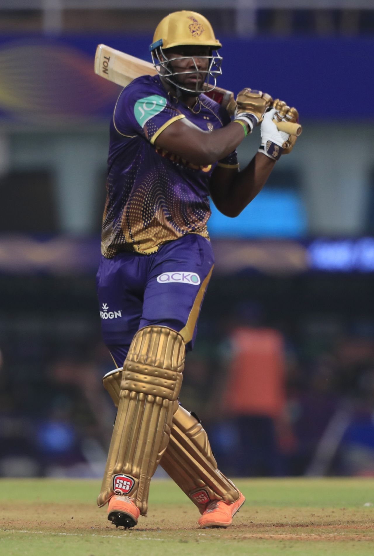 Andre Russell, not for the first time, was Knight Riders' big hope at the close, Gujarat Titans vs Kolkata Knight Riders, IPL 2022, DY Patil Stadium, Mumbai, April 23, 2022