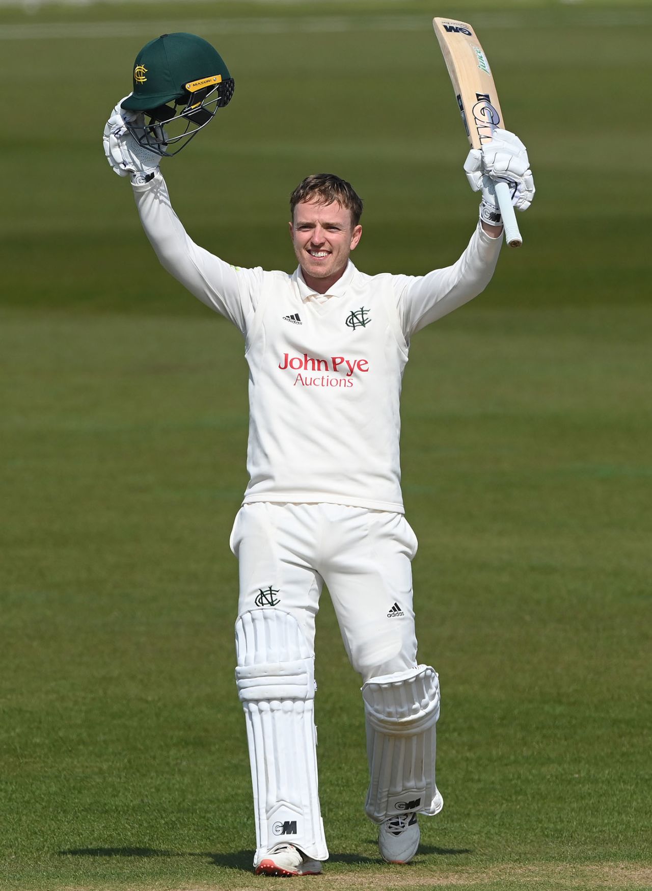 Ben Slater celebrates reaching 200, Durham vs Nottinghamshire, LV= Insurance Championship, Division Two, 3rd day, Chester-le-Street, April 23, 2022