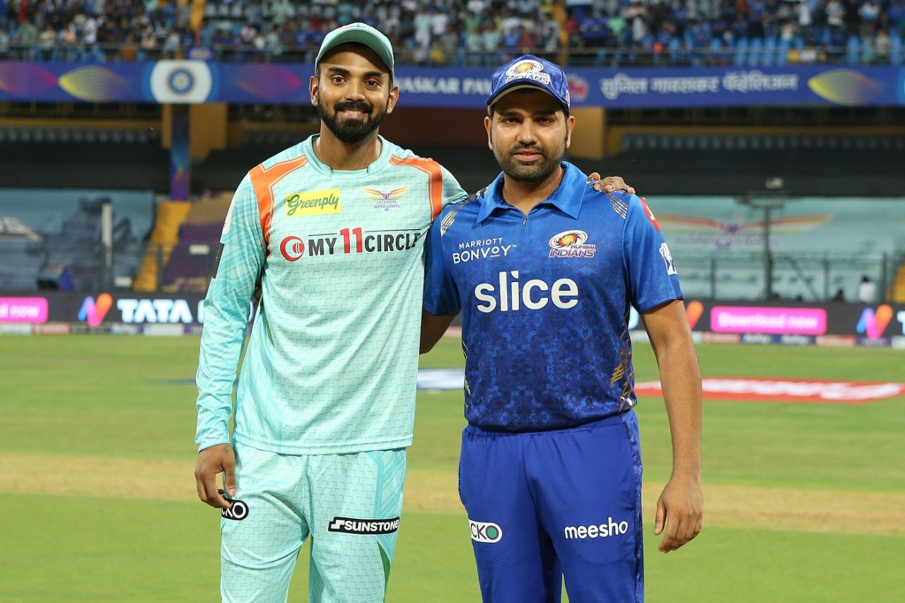 Rohit Sharma and KL Rahul at the toss, Lucknow Super Giants vs Mumbai Indians, IPL 2022, Wankhede Stadium, April 24, 2022