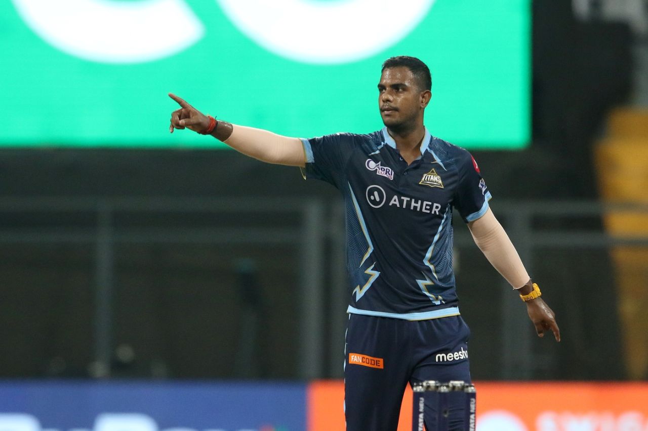Yash Dayal celebrates the wicket of Aiden Markram, Gujarat Titans vs Sunrisers Hyderabad, IPL 2022, Wankhede Stadium, Mumbai, April 27, 2022