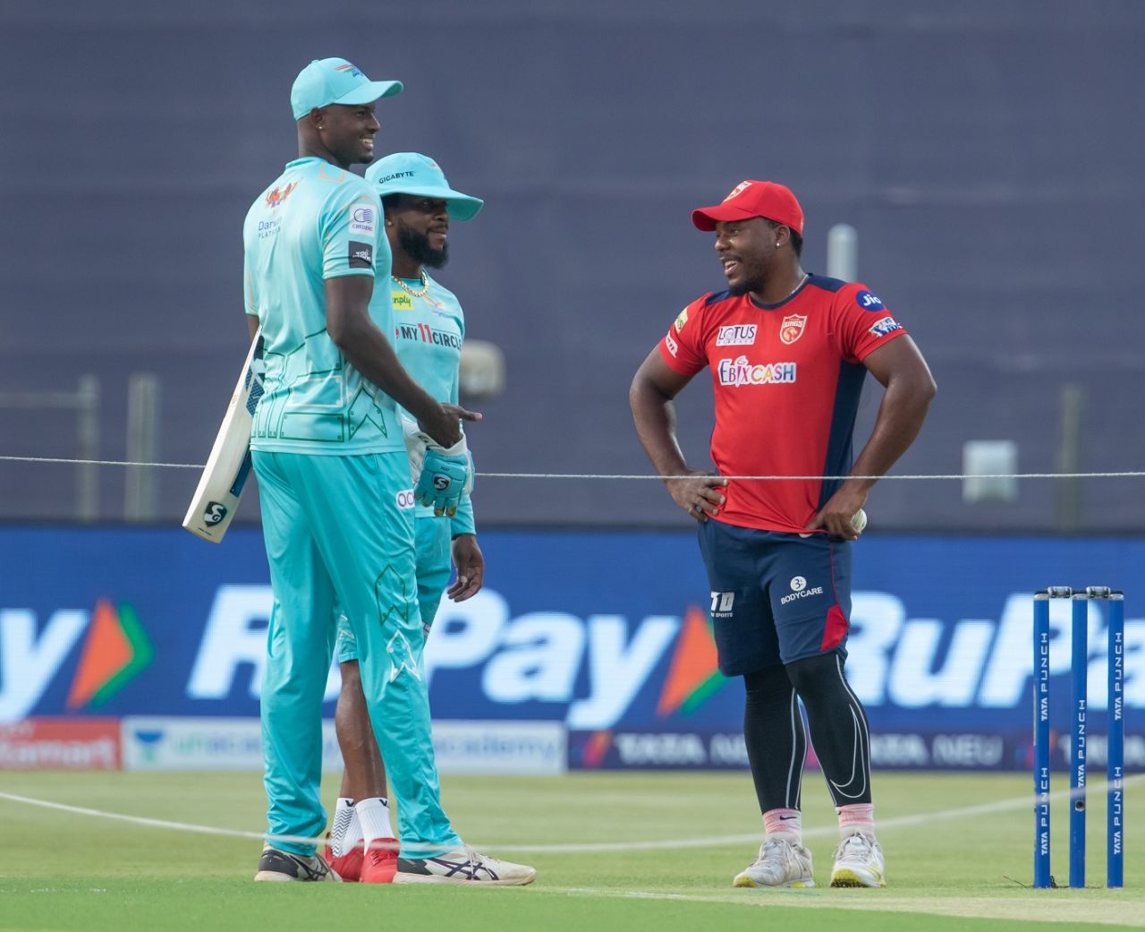 Jason Holder, Odean Smith and Kyle Mayers in conversation ahead of the match, Lucknow Super Giants vs Punjab Kings, IPL 2022, Pune, April 29, 2022