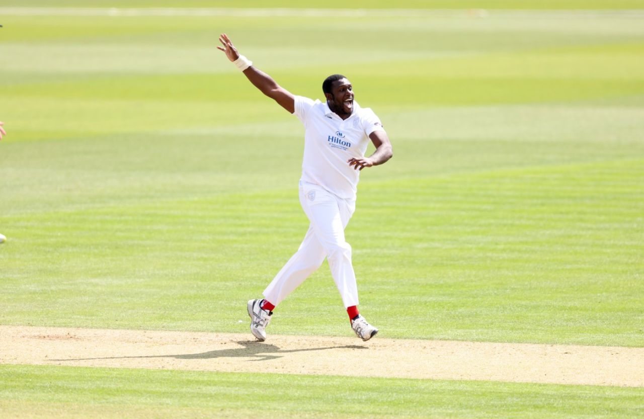 Keith Barker of Hampshire appeals for a wicket, Hampshire vs Lancashire, LV= Insurance Championship, Division One, Ageas Bowl, April 29, 2022