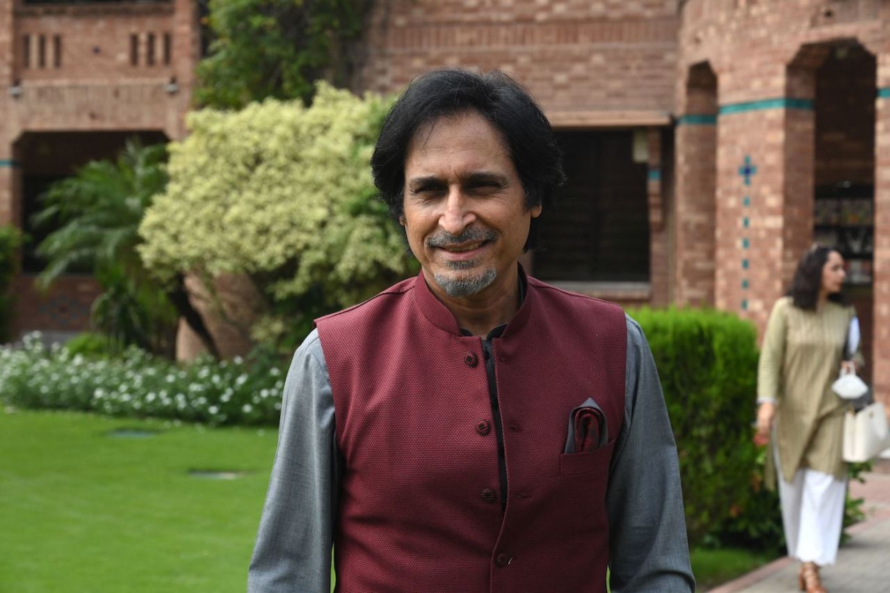 PCB chairman Ramiz Raja arrives to address a press conference at the National Cricket Academy, Lahore, September 13, 2021