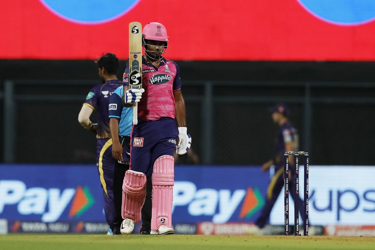 Sanju Samson completed his 17th IPL half-century in 37 balls, Kolkata Knight Riders vs Rajasthan Royals, IPL 2022, Wankhede Stadium, Mumbai, May 2, 2022