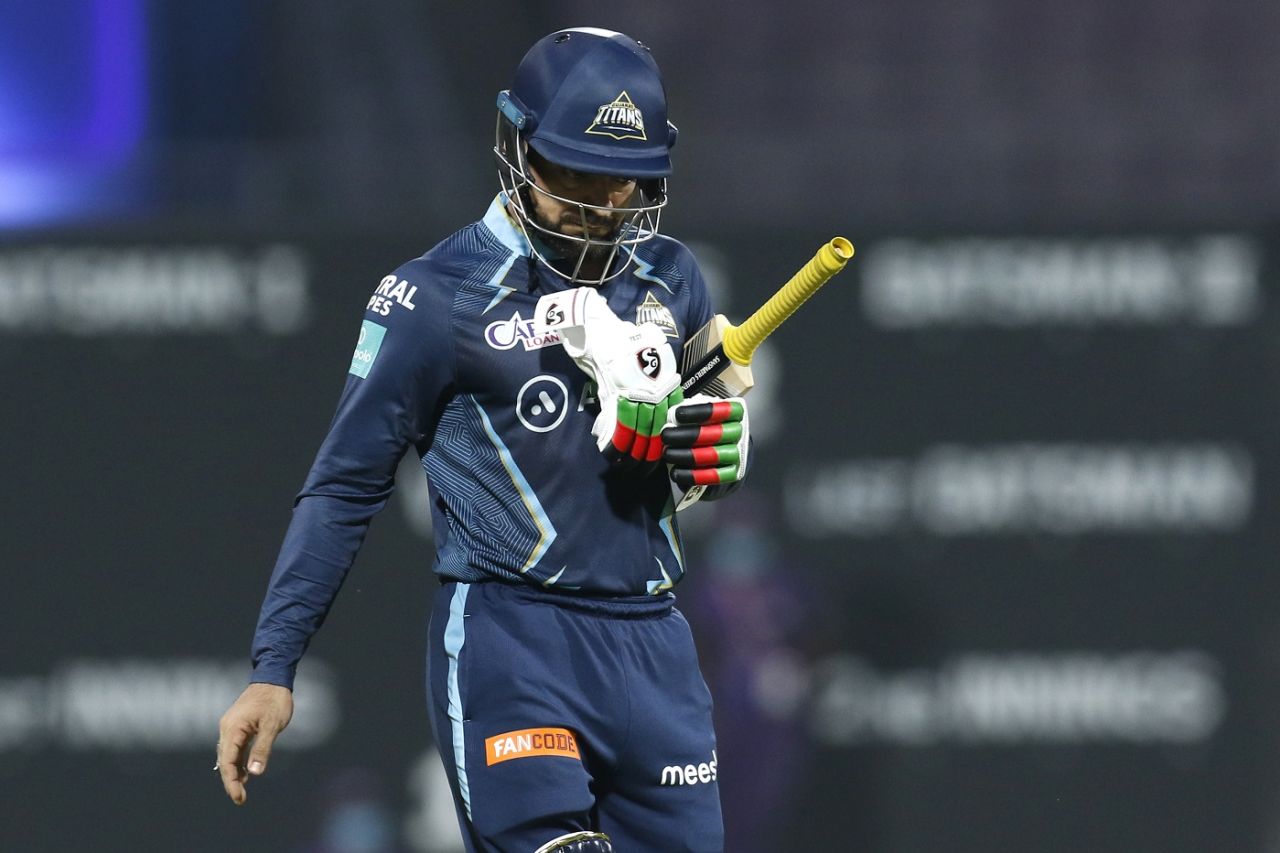 Rashid Khan walks back dejectedly after falling for a first-ball duck, Gujarat Titans vs Punjab Kings, IPL 2022, DY Patil Stadium, Mumbai, May 3, 2022