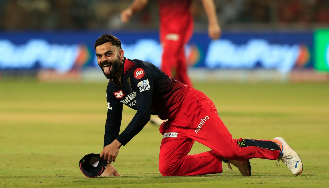Virat Kohli is pleased as punch after taking the catch to send back Ravindra Jadeja, Chennai Super Kings vs Royal Challengers Bangalore, IPL 2022, Pune, May 4, 2022