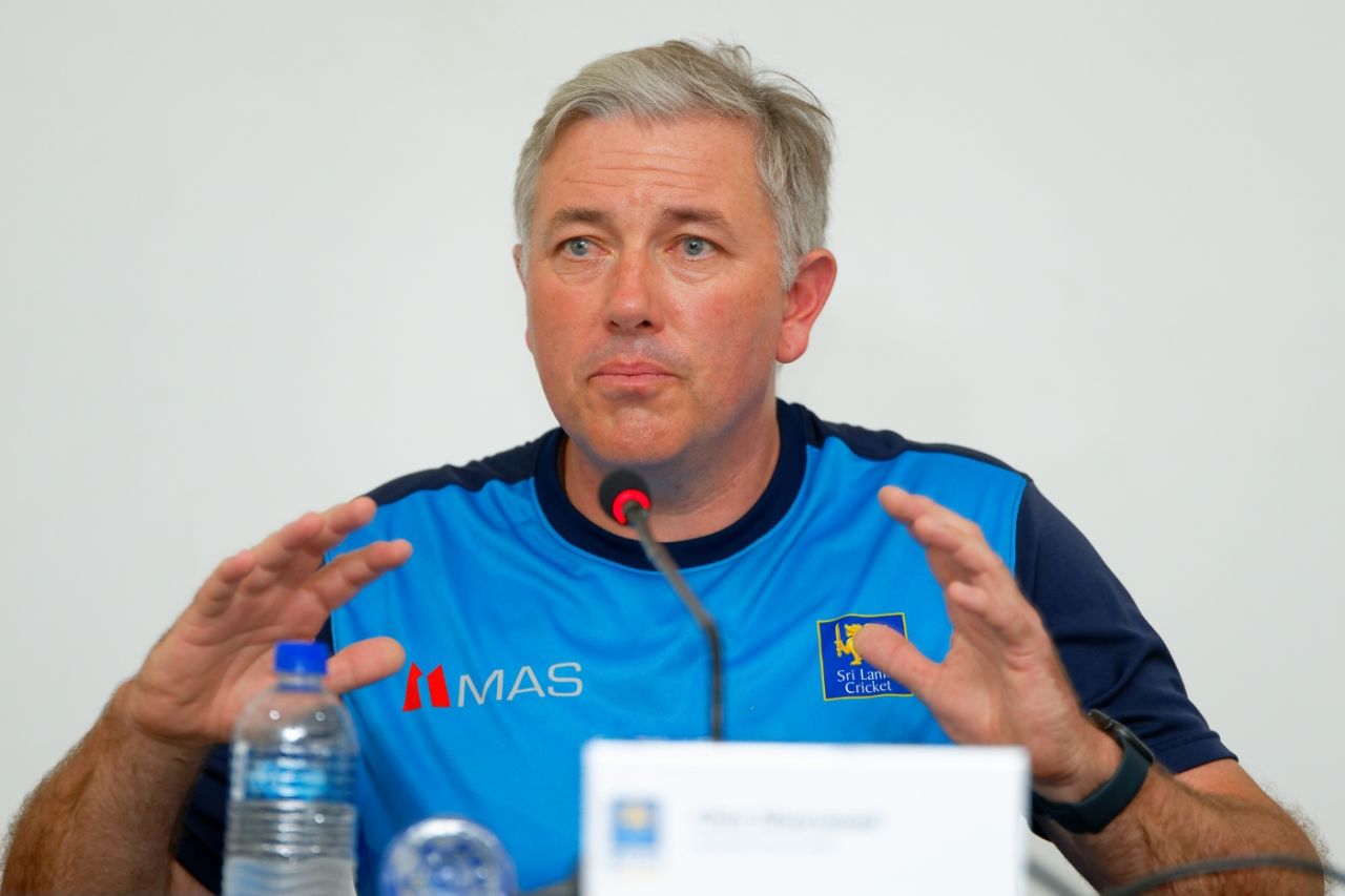Sri Lanka head coach Chris Silverwood addresses a press conference, Colombo, May 5, 2022