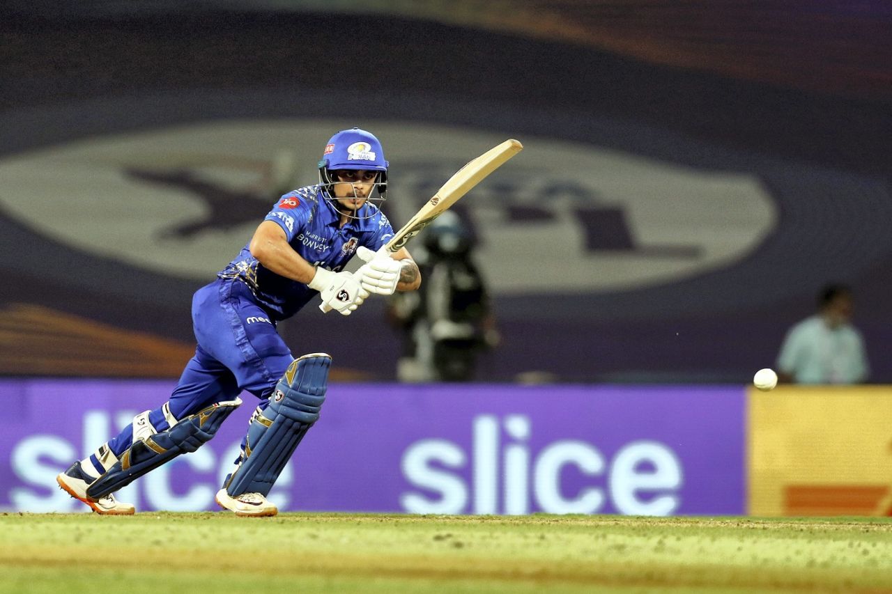 Ishan Kishan was the top-scorer for Mumbai with 51 in 43 balls, Kolkata Knight Riders vs Mumbai Indians, IPL 2022, DY Patil Stadium, Mumbai, May 9, 2022