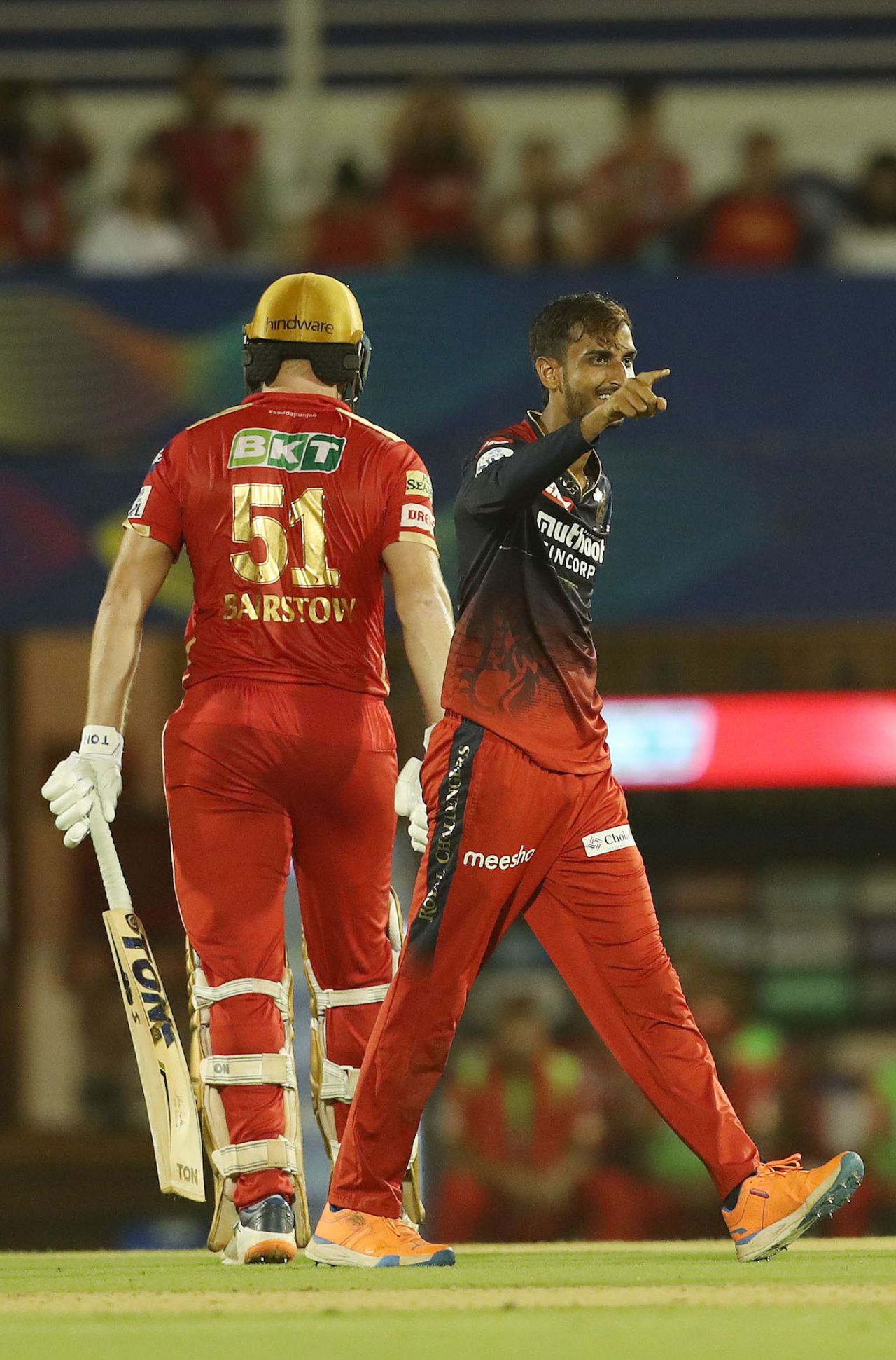 Shahbaz Ahmed ended Jonny Bairstow's blistering innings immediately after the first strategic time out, Punjab Kings vs Royal Challengers Bangalore, IPL 2022, Brabourne Stadium, Mumbai, May 13, 2022