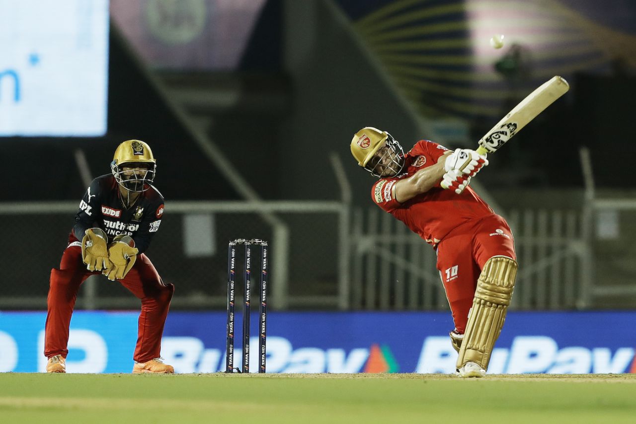 Liam Livingstone takes on Shahbaz Ahmed and smacks him over long-off, Punjab Kings vs Royal Challengers Bangalore, IPL 2022, Brabourne Stadium, Mumbai, May 13, 2022