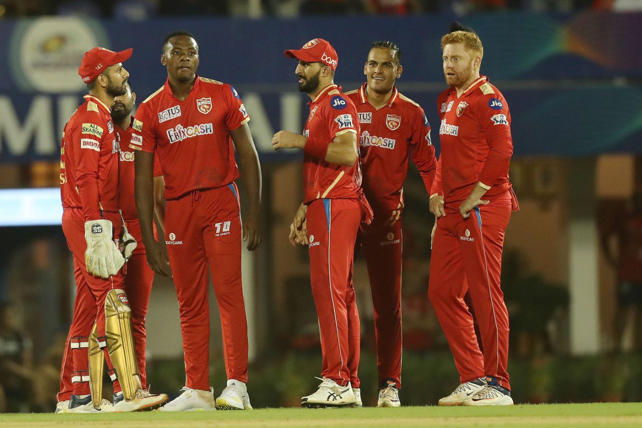 Punjab Kings wait on the verdict of a DRS review, Punjab Kings vs Royal Challengers Bangalore, IPL 2022, Brabourne Stadium, Mumbai, May 13, 2022