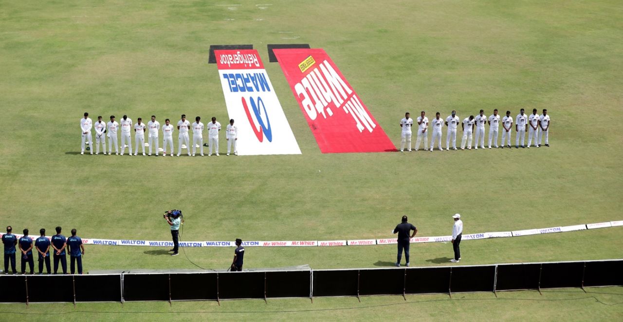A minute's silence was observed by both Sri Lanka and Bangladesh in memory of Andrew Symonds, Bangladesh vs Sri Lanka, 1st Test, Chattogram, 1st day, May 15, 2022