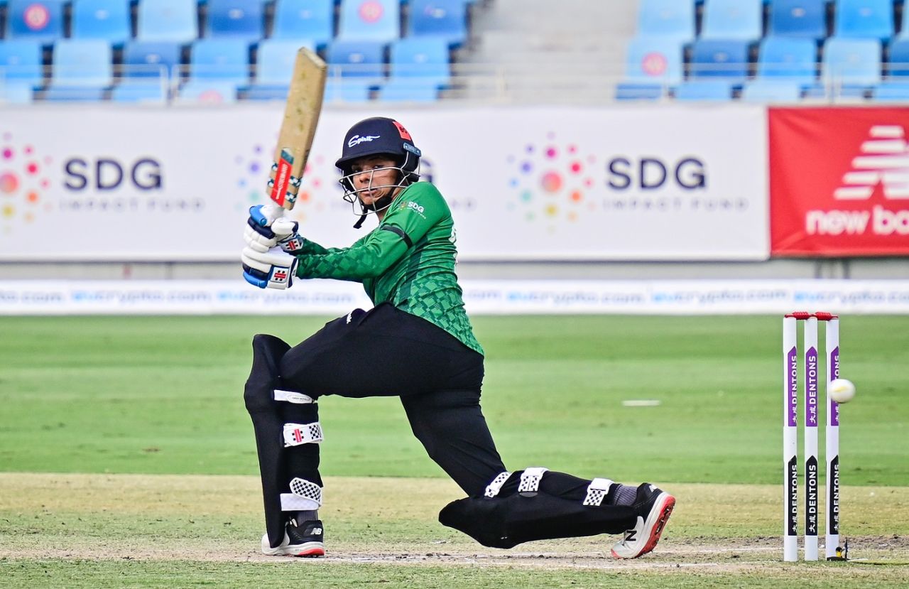 Sophia Dunkley played an attacking knock after walking in to open, Barmy Army vs Spirit, 3rd place play-off, FairBreak Invitational Tournament 2022, Dubai, May 15, 2022
