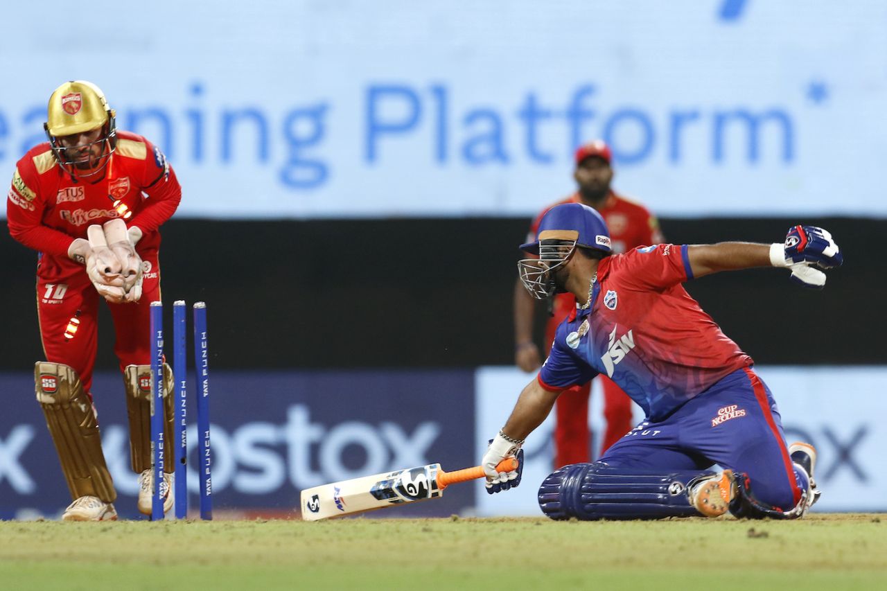 Rishabh Pant stepped out to Liam Livingstone, missed with his hoick, and was stumped, Delhi Capitals vs Punjab Kings, IPL 2022, DY Patil Stadium, Mumbai, May 16, 2022
