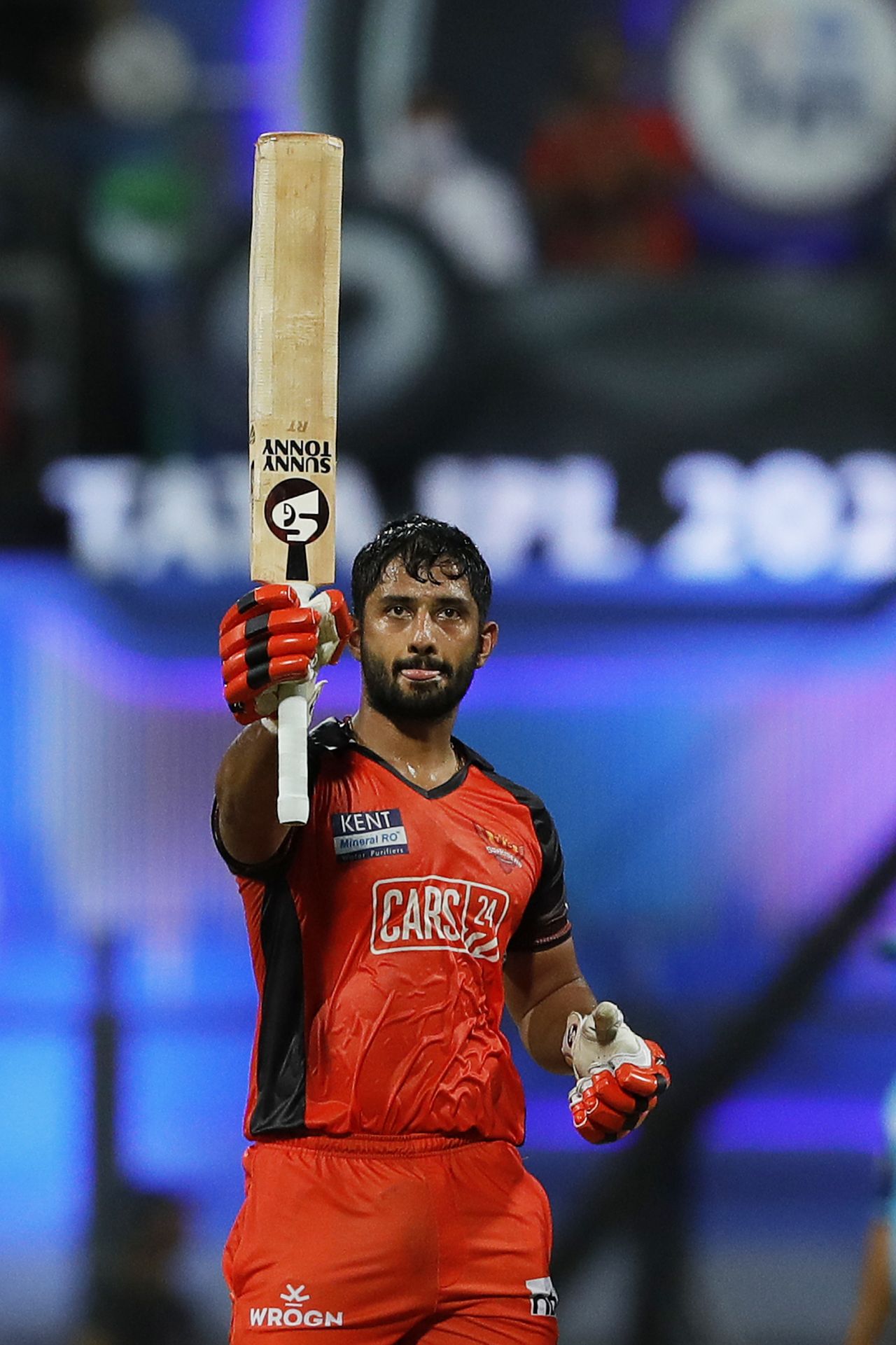 Rahul Tripathi was the mainstay of the Sunrisers innings, bringing up his fifty in 32 balls, Mumbai Indians vs Sunrisers Hyderabad, IPL 2022, Wankhede Stadium, Mumbai, May 17, 2022