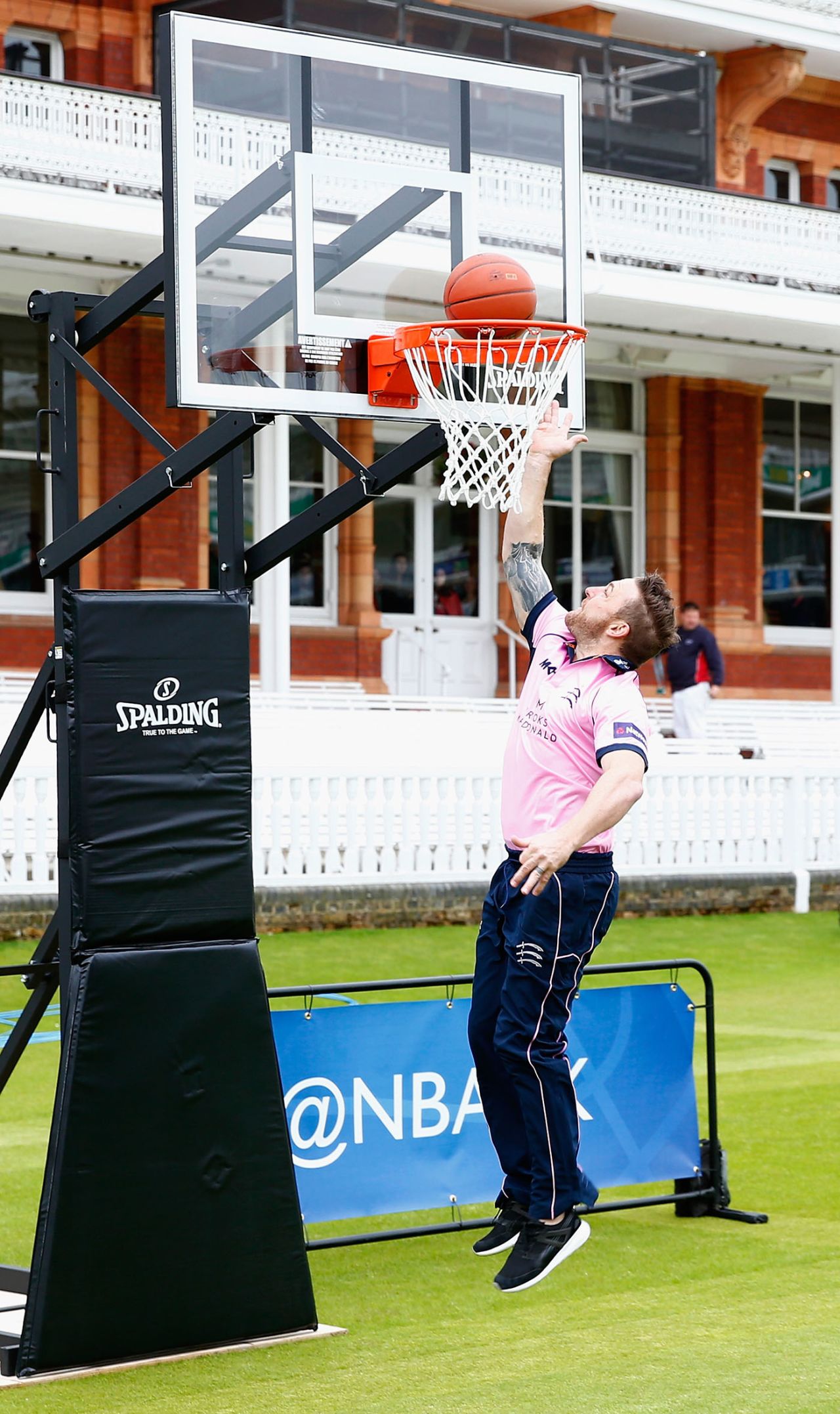 Brendon McCullum plays basketball at Lord's during a promotional event, June 2, 2016