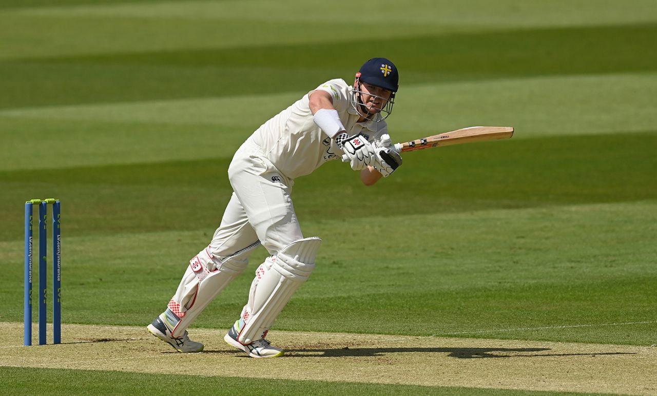 Alex Lees works into the leg side, Middlesex vs Durham, LV= Insurance Championship, Division Two, Lord's, May 19, 2022