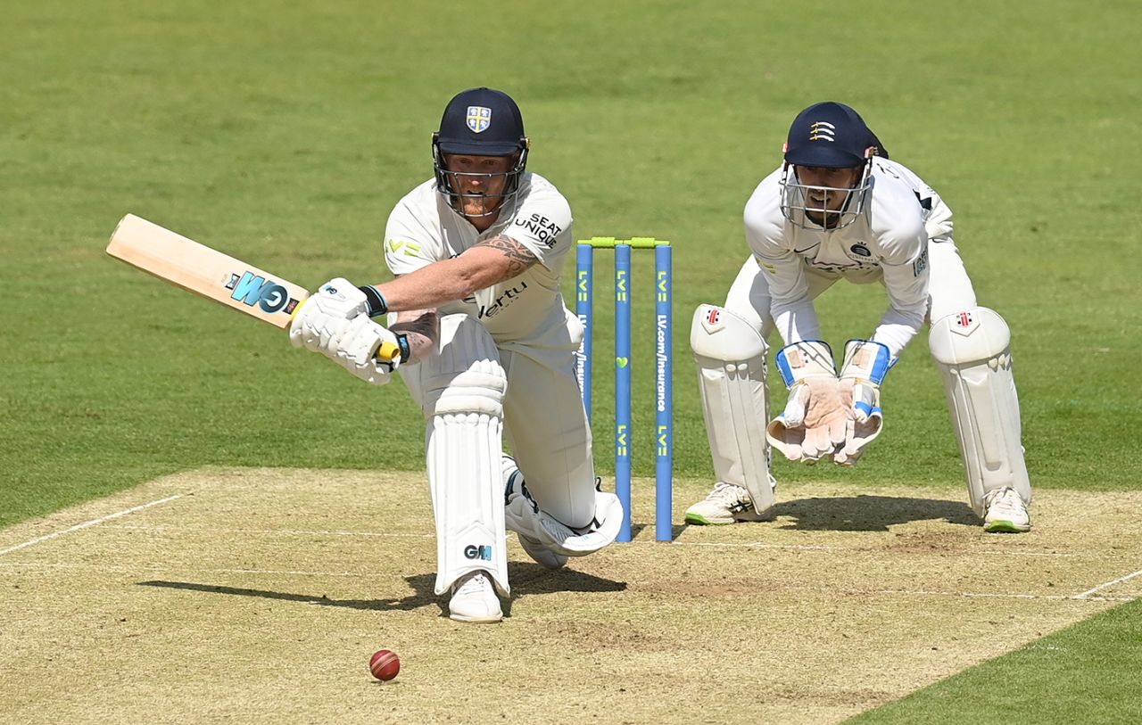Ben Stokes gets down to reverse-sweep, Middlesex vs Durham, LV= Insurance Championship, Division Two, Lord's, May 19, 2022