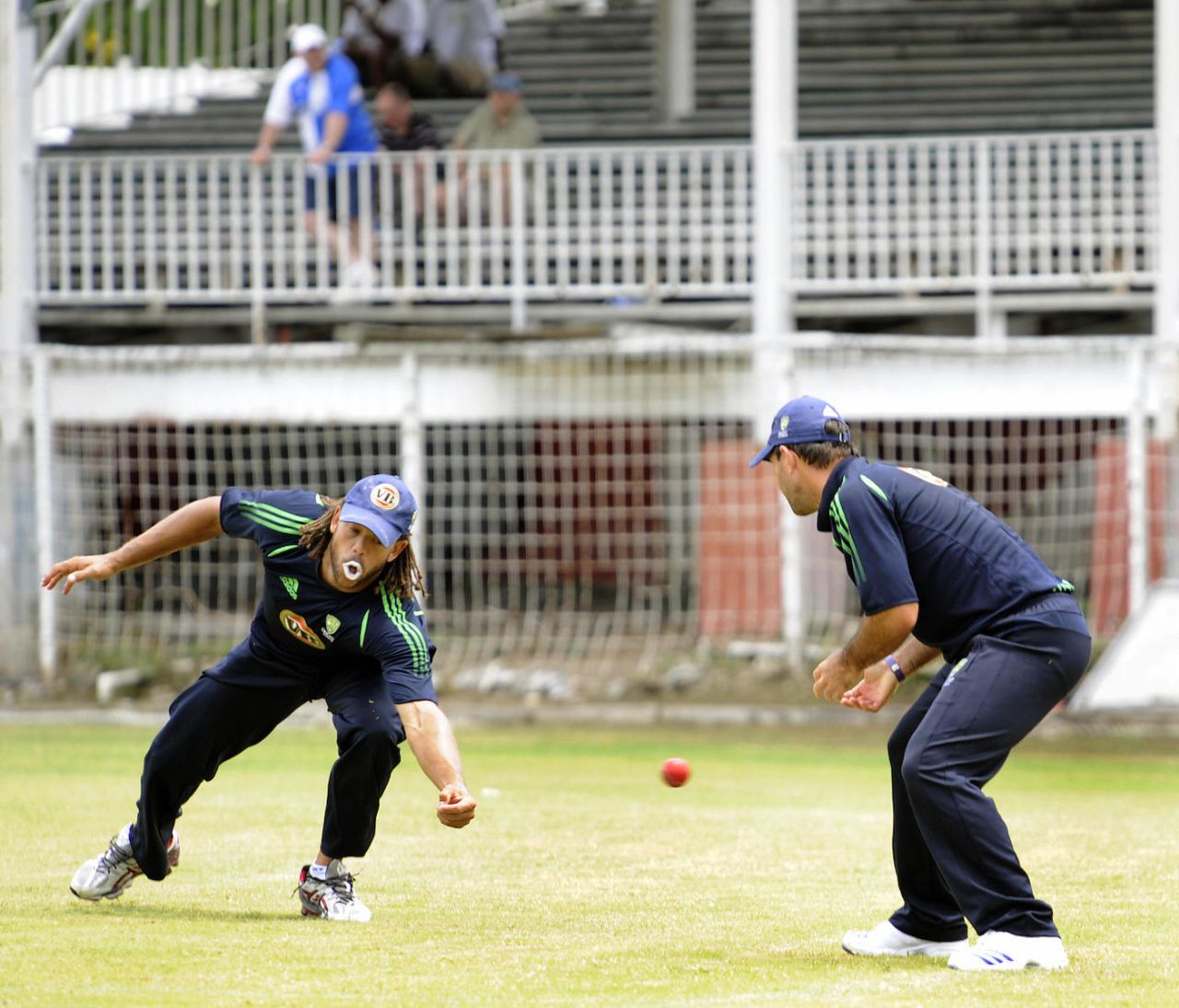 Ricky Ponting (right) and Andrew Symonds at practice a couple of days before the match, West Indies v Australia, 2nd Test, Antigua, May 28, 2008