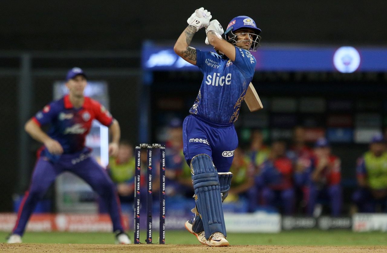 Ishan Kishan got off to a fast start, taking 14 off Anrich Nortje's first over, Mumbai Indians vs Delhi Capitals, IPL 2022, Wankhede Stadium, Mumbai, May 21, 2022
