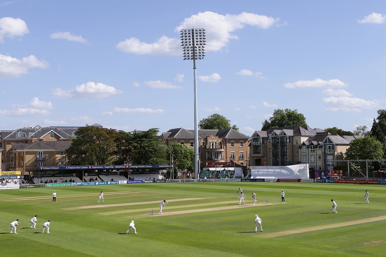 A general view of the action at the County Ground, FCC Select XI vs New Zealanders, Tour match, Chelmsford, 2nd day, May 27, 2022