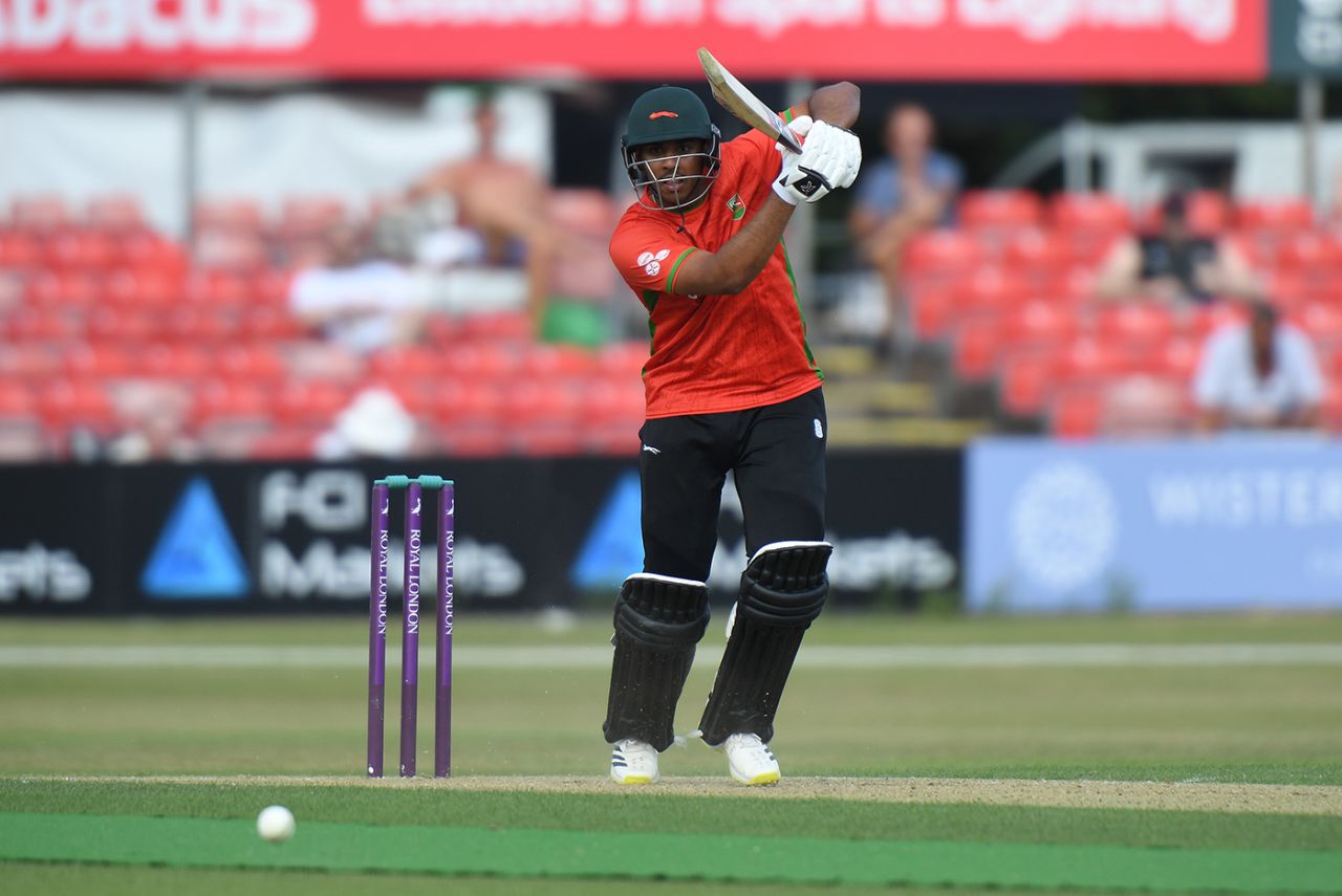 Rishi Patel threads one through the covers, Leicestershire vs Derbyshire, Royal London Cup, July 22, 2021