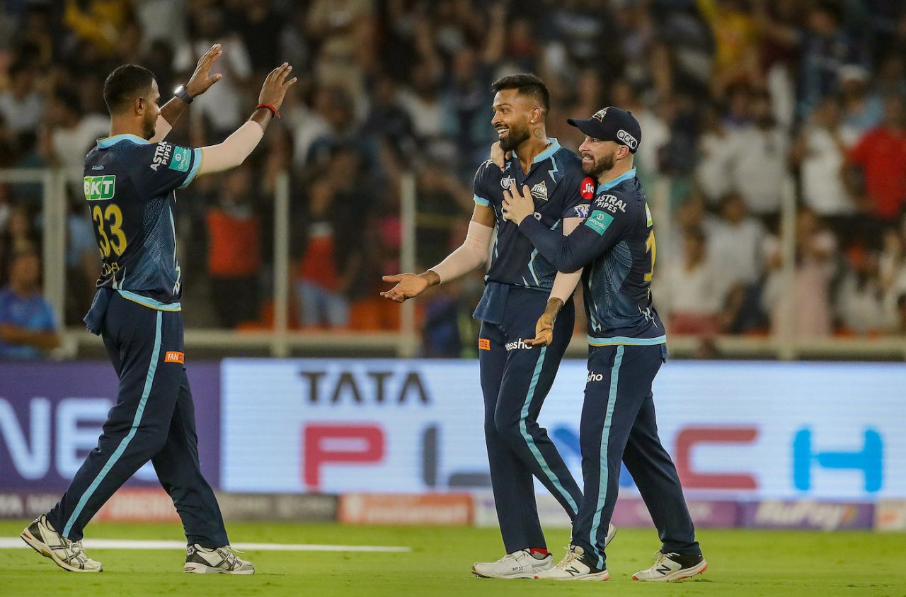 Hardik Pandya returned 3 for 17, the best among the Titans bowlers on the night, Gujarat Titans vs Rajasthan Royals, Final, IPL 2022, Ahmedabad, May 29, 2022