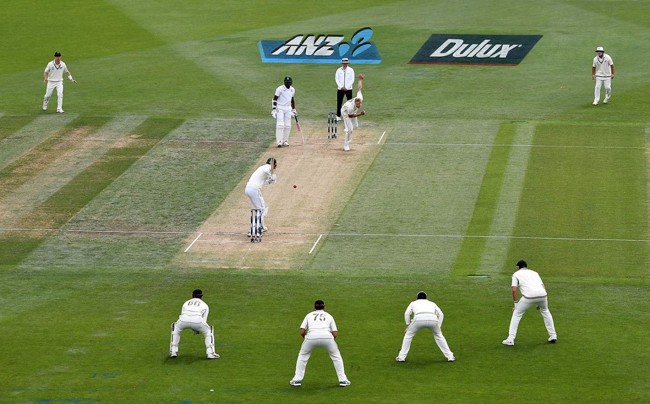 Kyle Jamieson bowls to Marco Jansen, New Zealand vs South Africa, 2nd Test, Christchurch, 2nd day, February 26, 2022