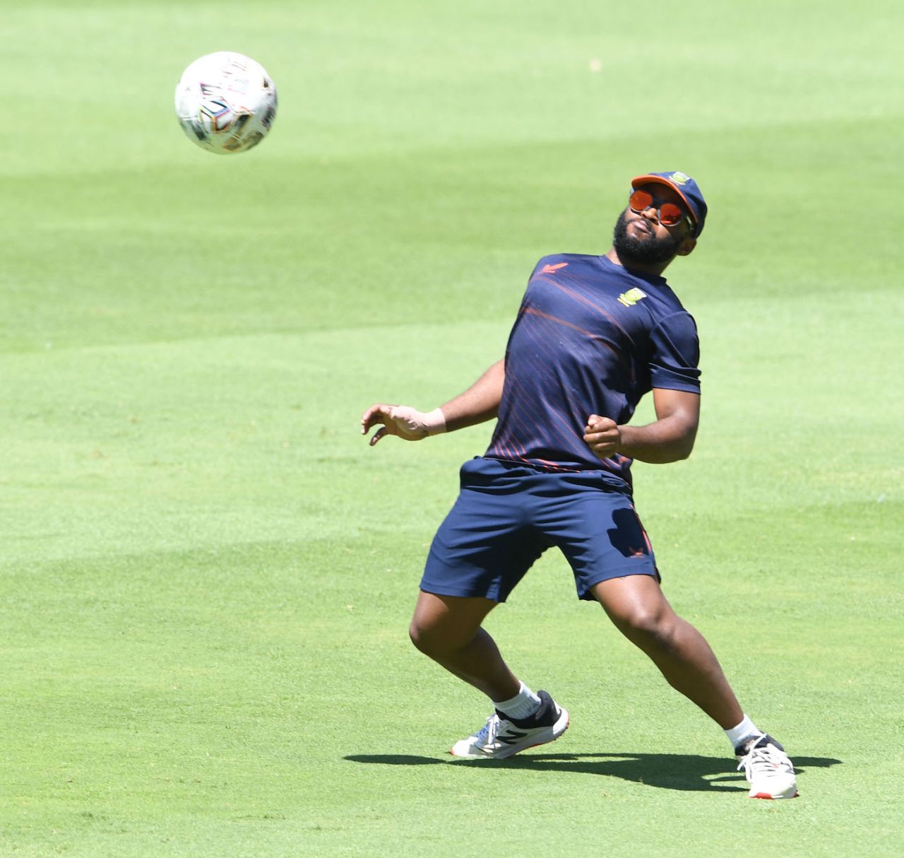 Temba Bavuma plays football at a training session the day before the match , South Africa vs India, second Test, Johannesburg, January 2, 2022