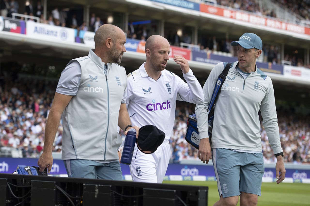 Jack Leach suffered a concussion, England vs New Zealand, 1st Test, Day 1, Lord's, June 2, 2022
