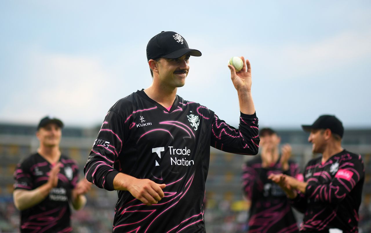 Ben Green walks off after taking a five-wicket haul, Somerset vs Glamorgan, Vitality Blast, Taunton, June 3, 2022
