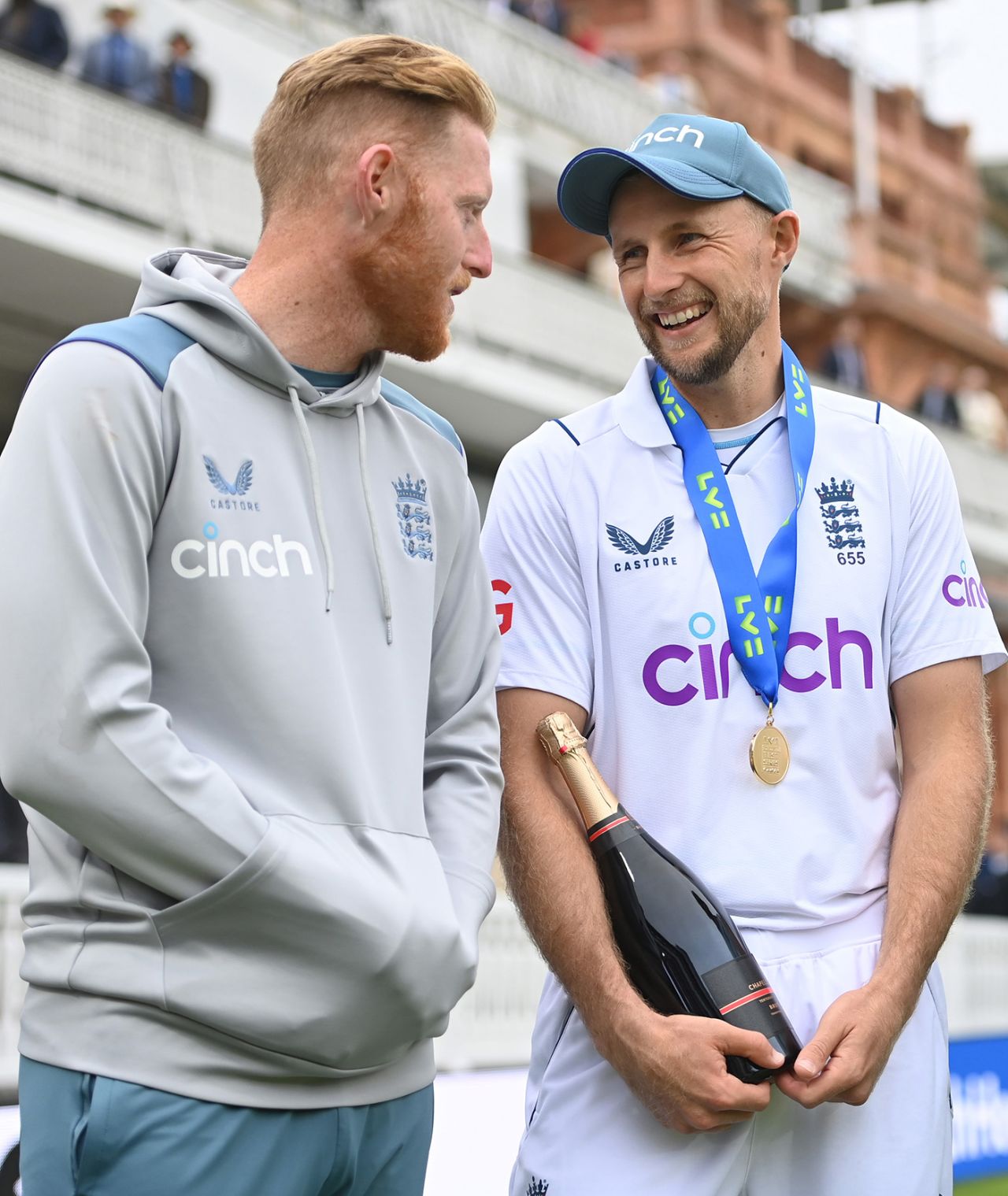 Joe Root and Ben Stokes share a joke, England vs New Zealand, 1st Test, Lord's, 4th day, June 5, 2022
