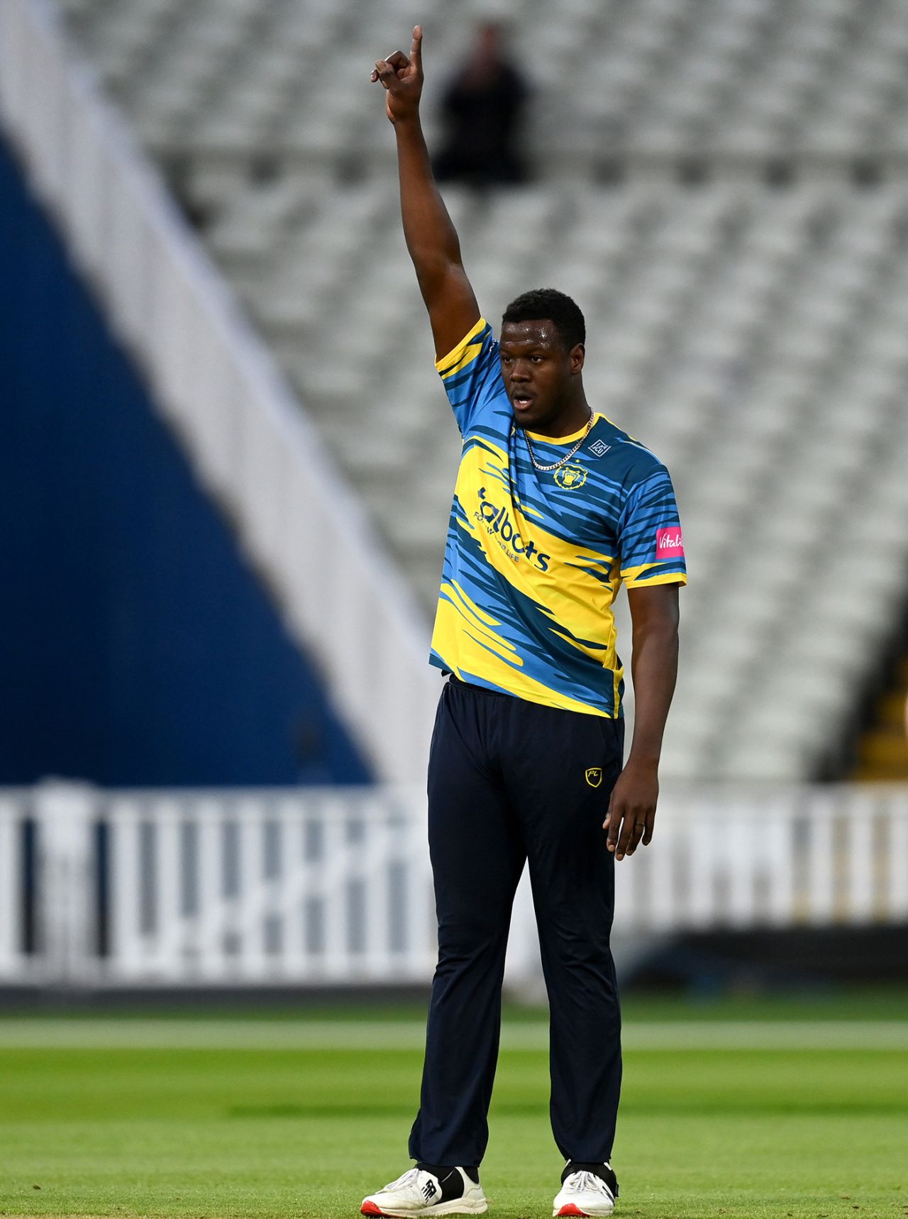Carlos Brathwaite celebrates a wicket, Birmingham Bears vs Northamptonshire, Vitality Blast, North Group, Edgbaston, May 26, 2022