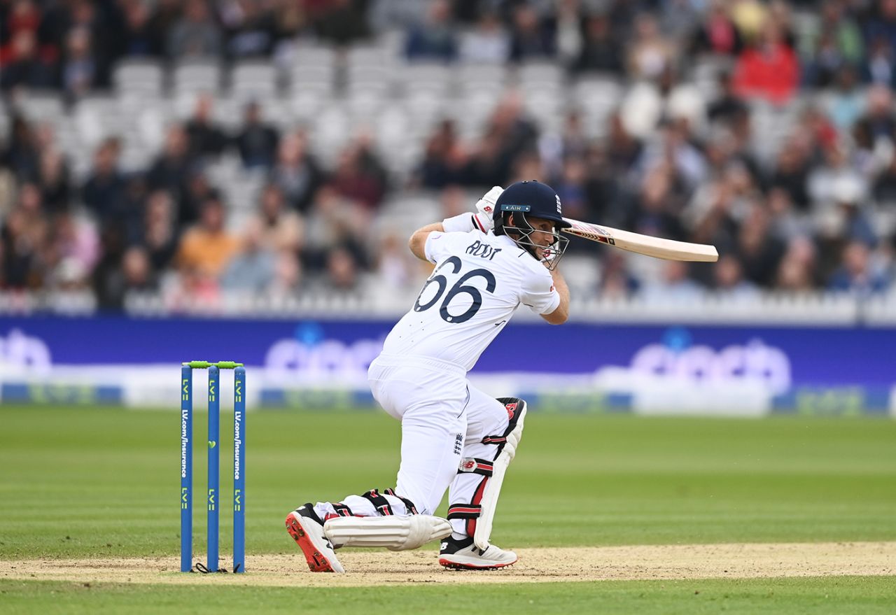Joe Root plays a shot, England vs New Zealand, 1st Test, Lord's, 4th day, June 5, 2022