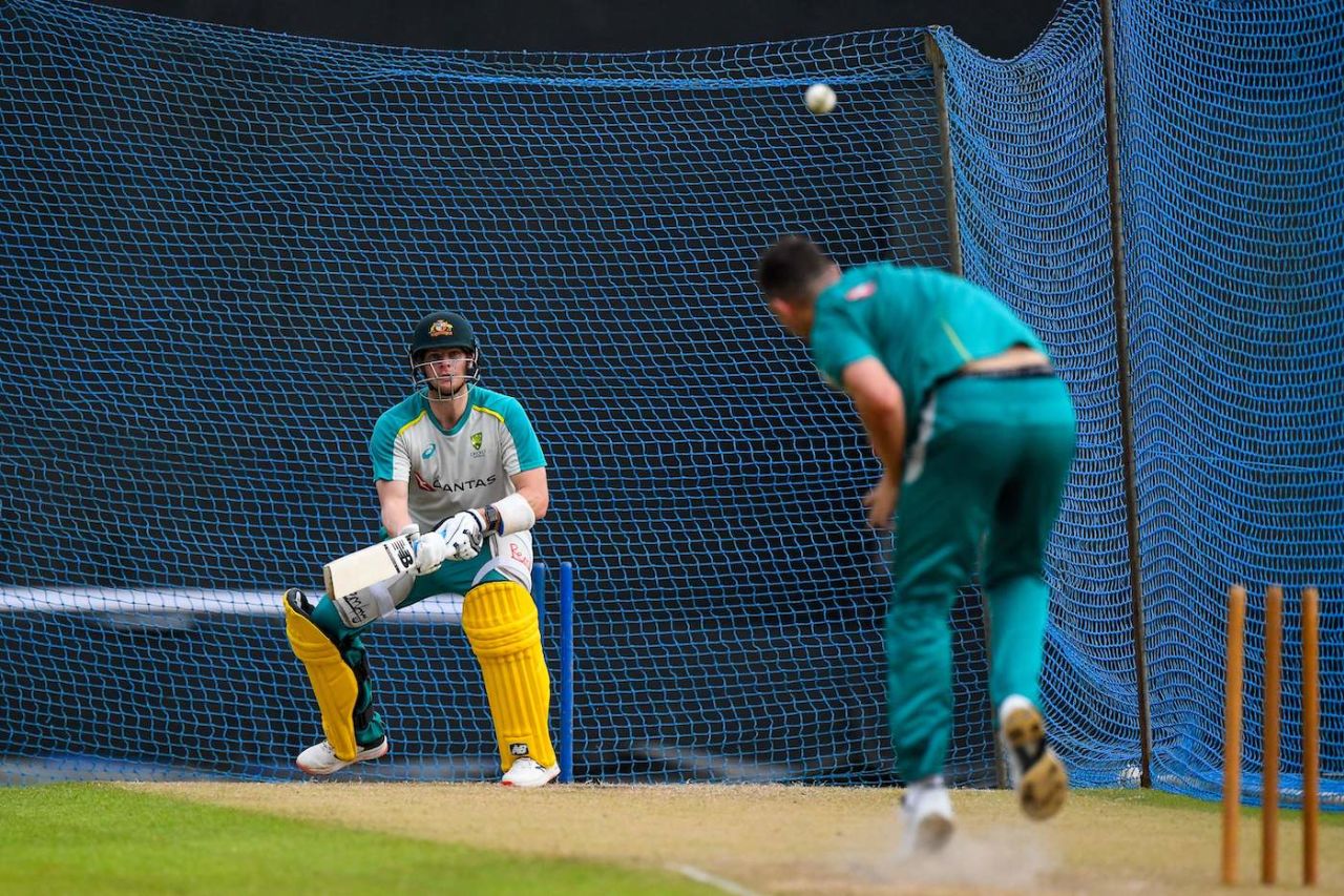 Steven Smith in the nets on the eve of the first T20I against Sri Lanka, Colombo, June 6, 2022