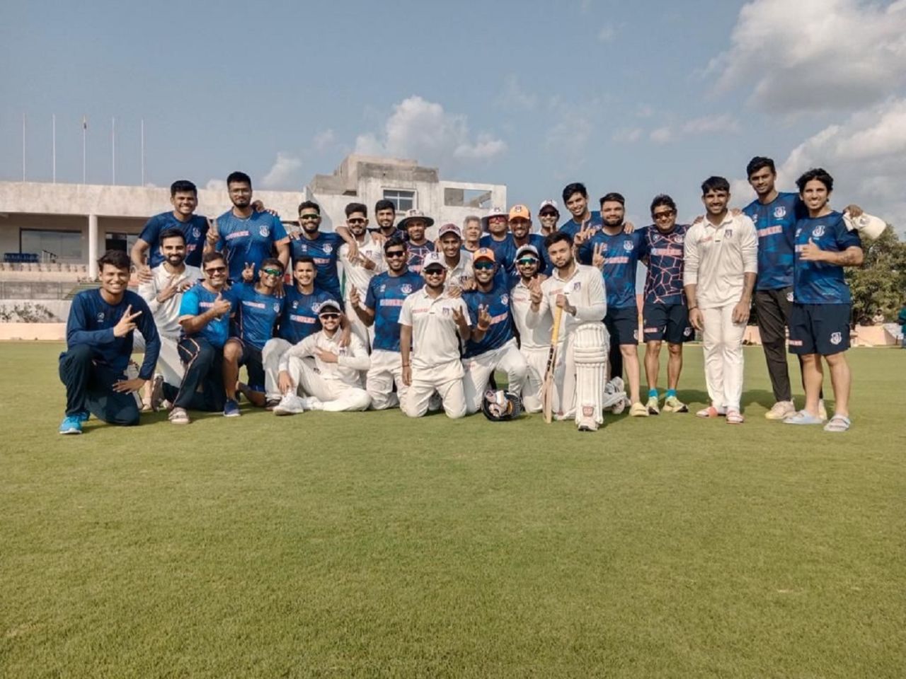 The Uttar Pradesh team after their quarter-final win, Uttar Pradesh vs Karnataka, Ranji Trophy, Bengaluru, June 8, 2022