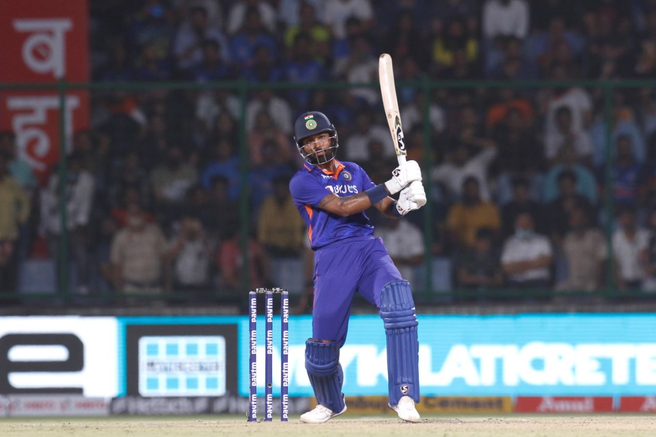Hardik Pandya hit three sixes while scoring an unbeaten 31 off 12 balls, India v South Africa, 1st T20I, Delhi, June 9, 2022