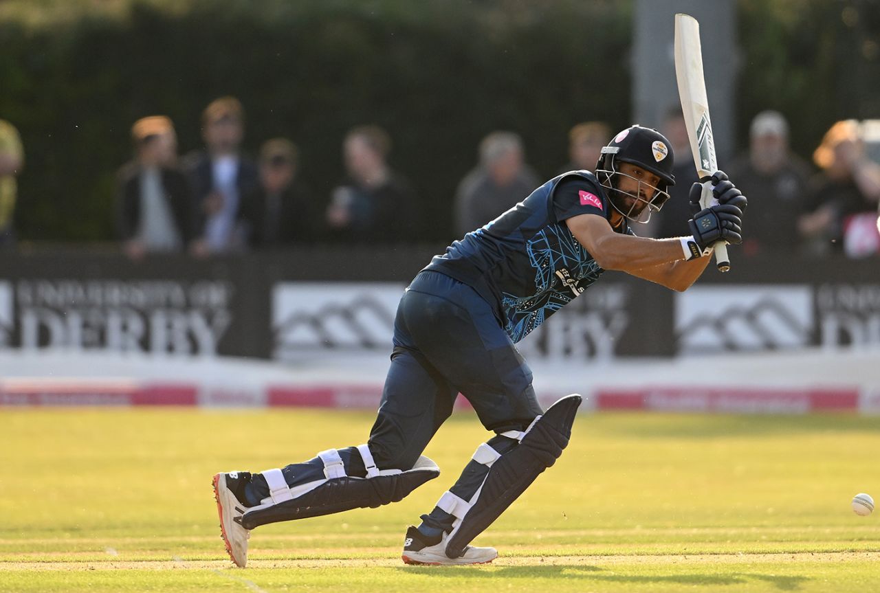 Shan Masood flicks into the leg side, Derbyshire vs Nottinghamshire, Vitality Blast, Derby, June 3, 2022