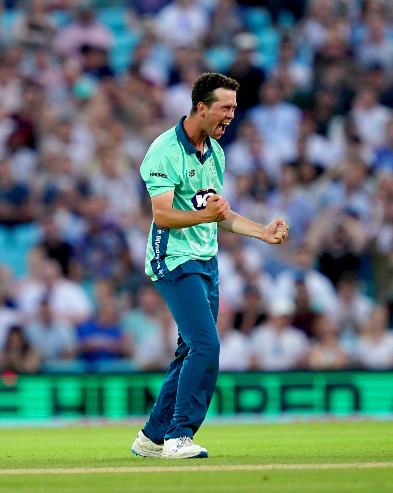 Nathan Sowter celebrates a wicket for Oval Invincibles, Oval Invincibles vs Manchester Originals, the Hundred, The Oval, July 22, 2021