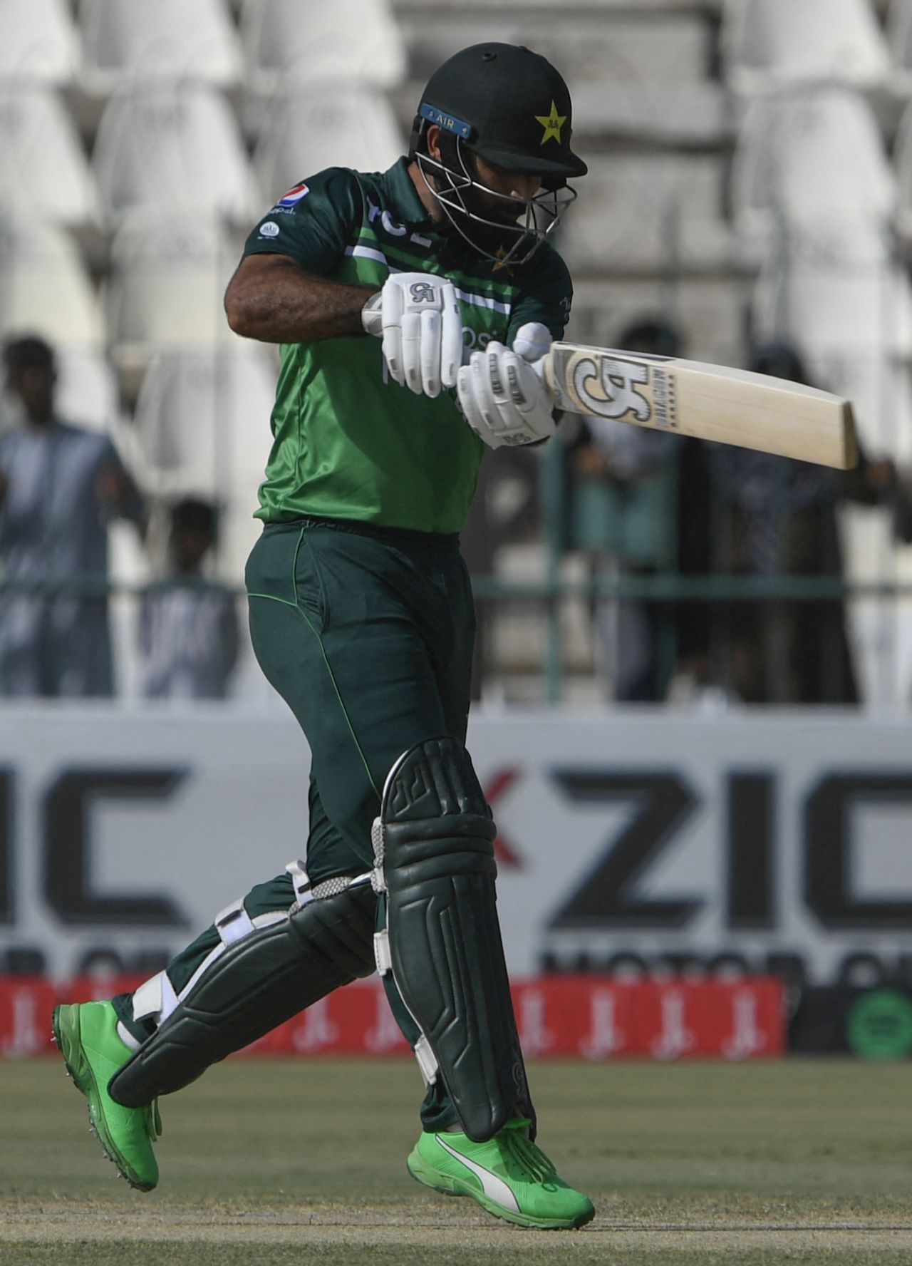 Fakhar Zaman jabs the ball away to the leg side during Pakistan's cautious start, Pakistan vs West Indies, 2nd ODI, Multan, June 10, 2022