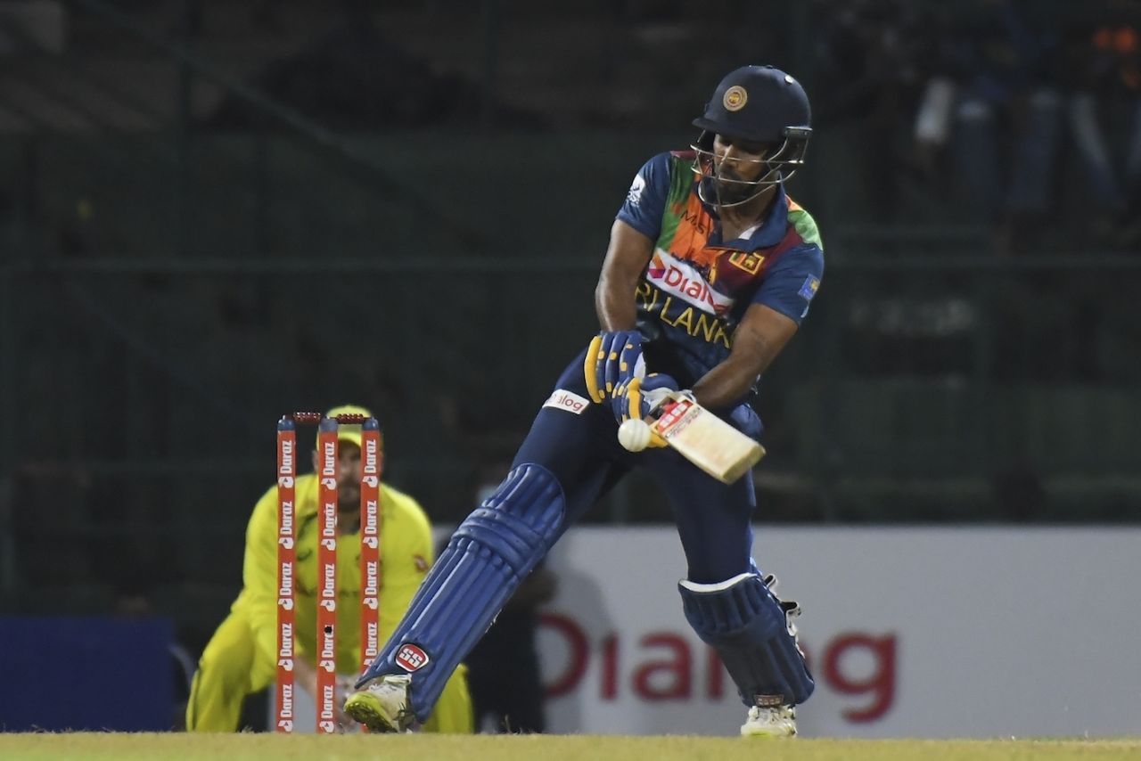 Danushka Gunathilaka plays the ramp, Sri Lanka vs Australia, 3rd T20I, Pallekele, June 11, 2022