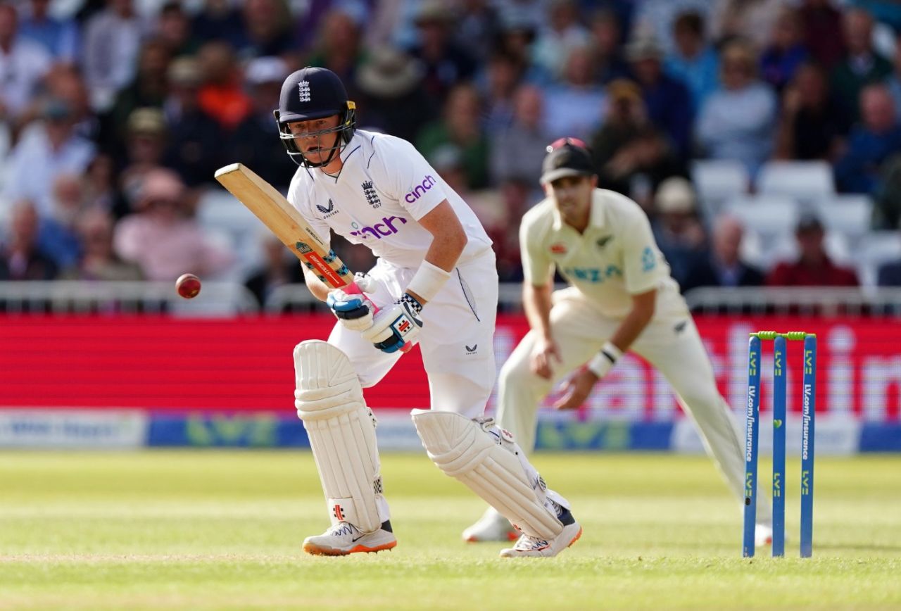 Ollie Pope works the ball into the leg side, England vs New Zealand, 2nd Test, Nottingham, 2nd day, June 11, 2022