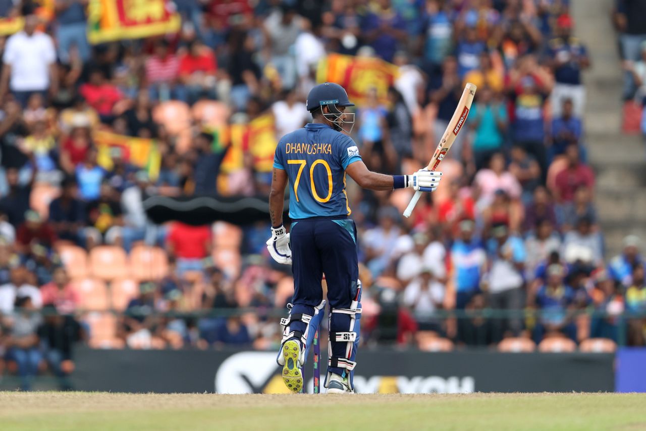 Danushka Gunathilaka reached his half-century off exactly 50 balls, Sri Lanka vs Australia, 1st ODI, Pallekele, June 14, 2022
