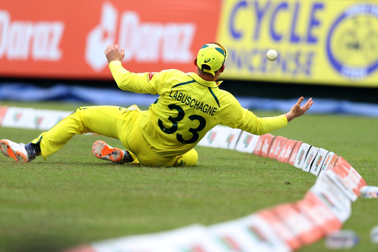 Marnus Labuschagne dives near the boundary rope, Sri Lanka vs Australia, 1st ODI, Pallekele, June 14, 2022