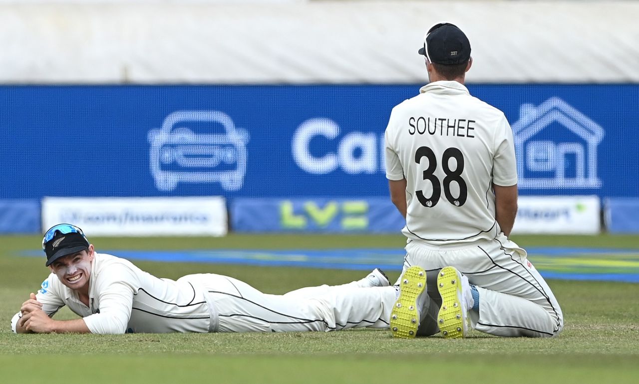 Tom Latham reacts after dropping Ollie Pope first ball after lunch, England vs New Zealand, 2nd Test, Nottingham, 5th day, June 14, 2022