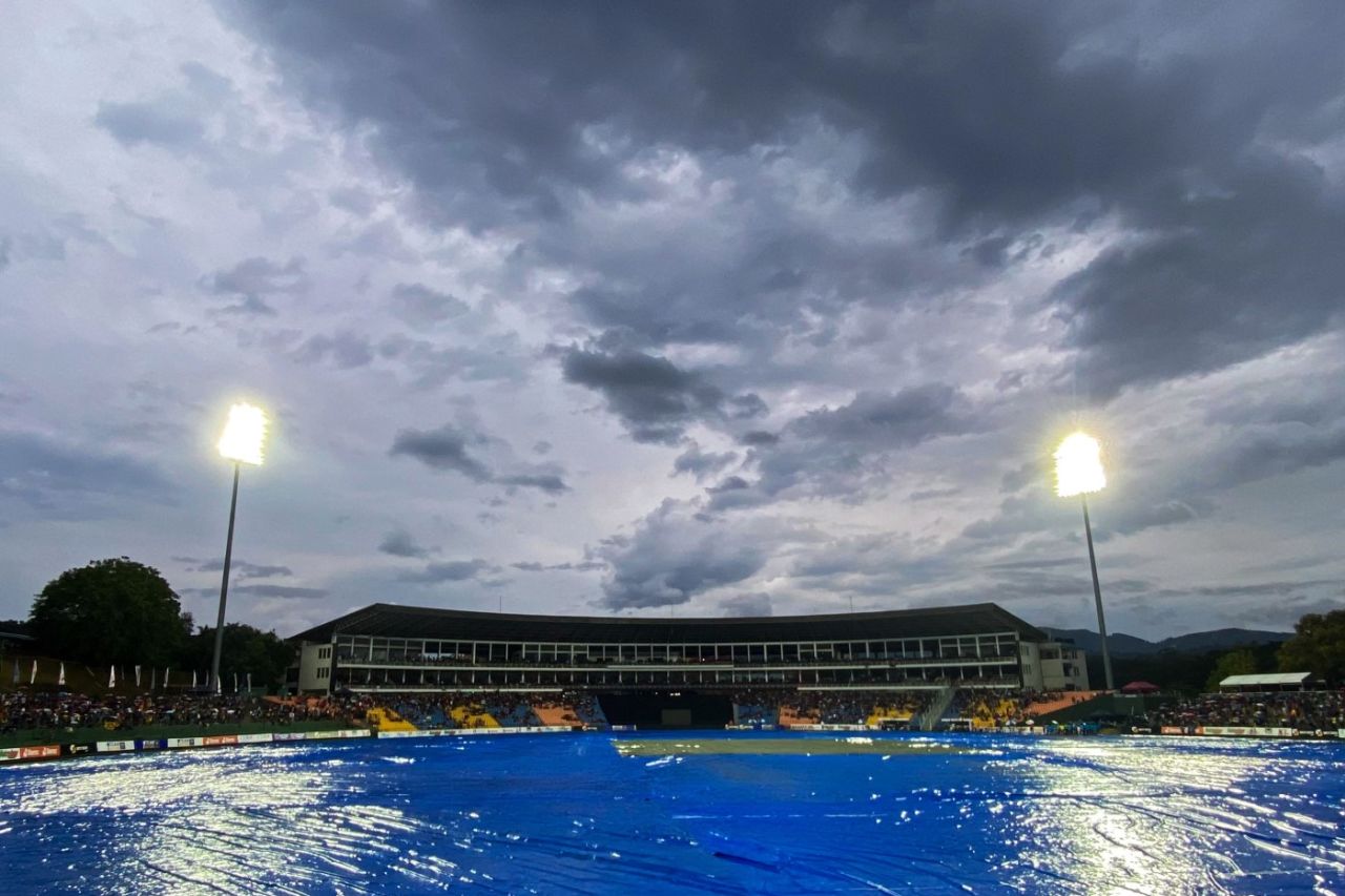 Rain halted play at the end of Sri Lanka's innings, Sri Lanka vs Australia, 2nd ODI, Pallekele, June 16, 2022