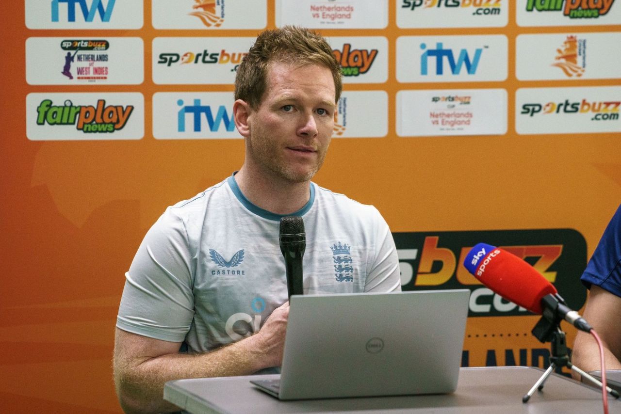 Eoin Morgan speaks to the press ahead of the first ODI, Netherlands vs England, 1st ODI, Amstelveen, June 16, 2022